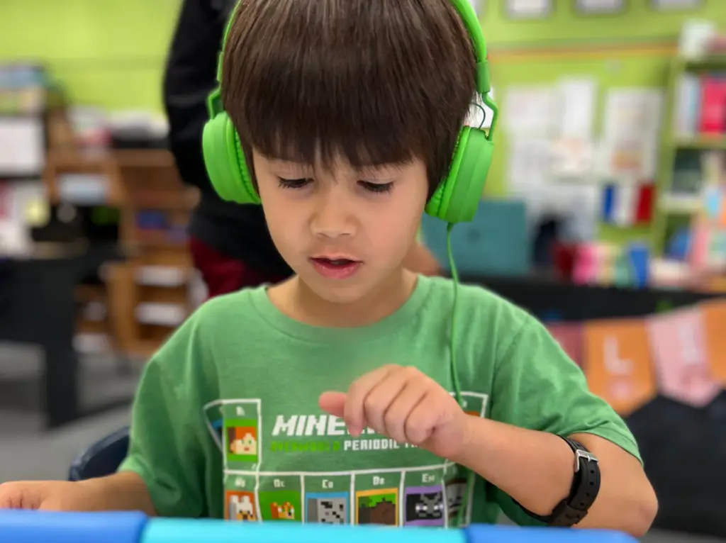 Student working with audio app