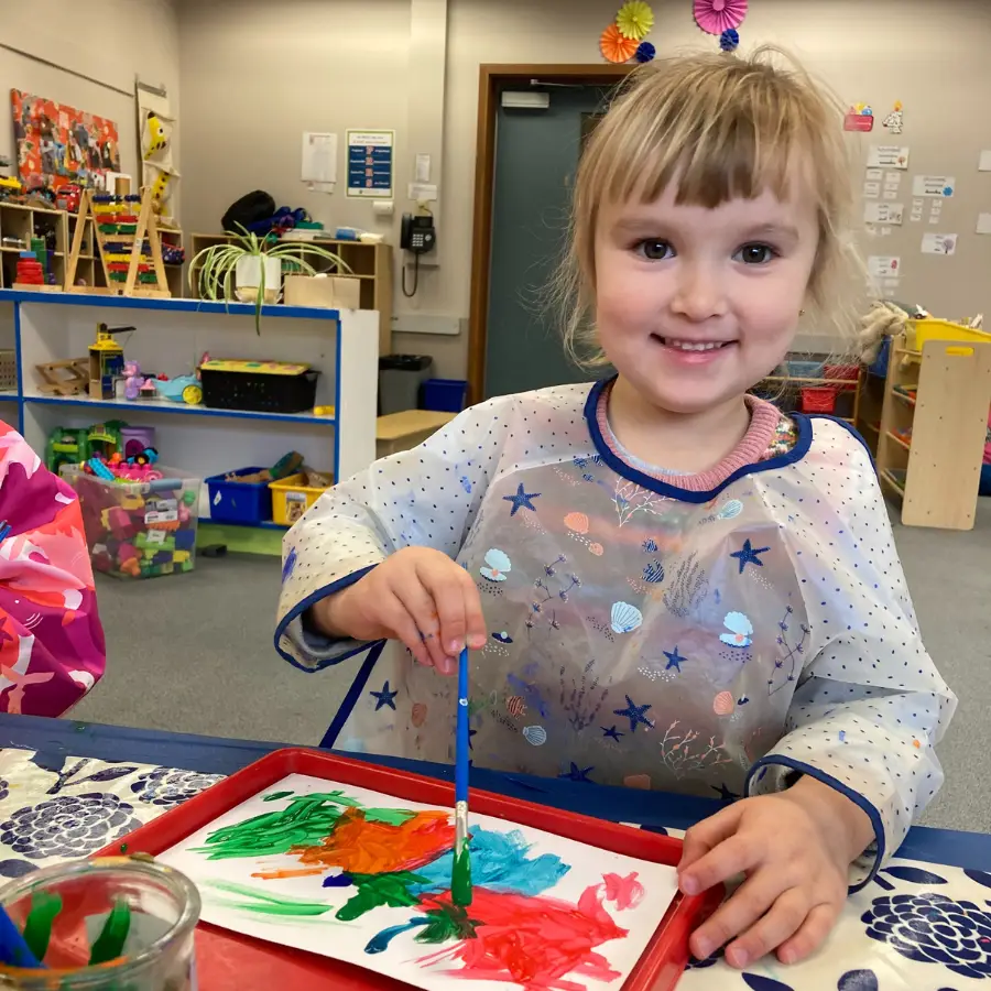 Preschool student painting